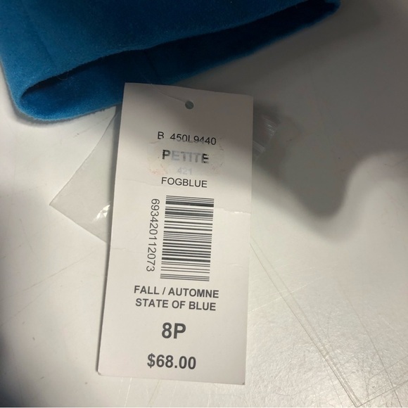 NWT Tanjay Bright Blue Faux Suede Blazer Jacket, size 8P - Picture 8 of 10